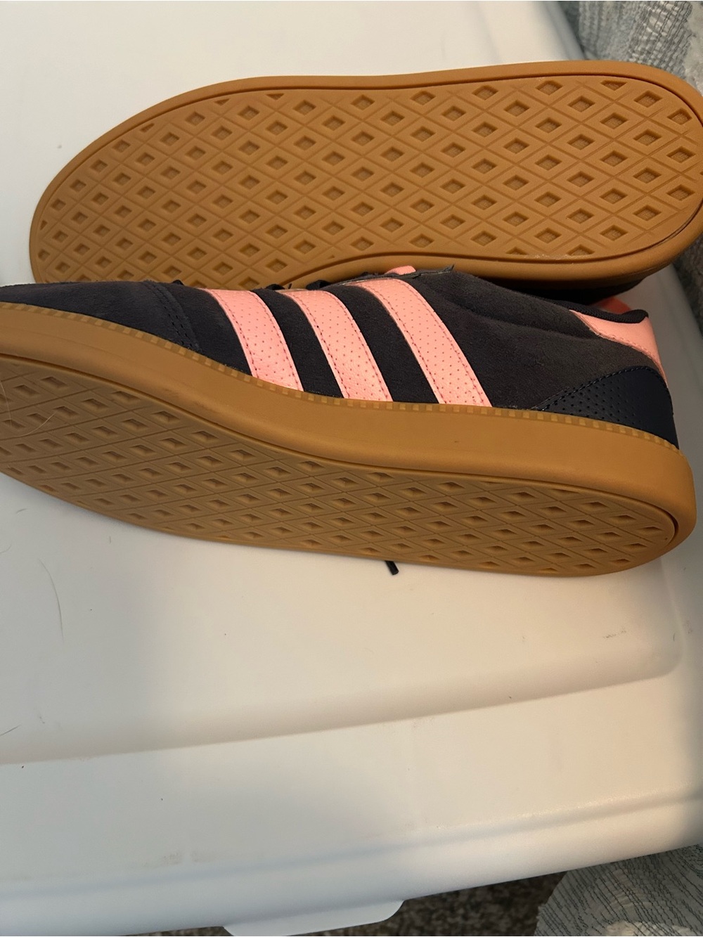 adidas Women's Navy with Pink Stripe Sneakers